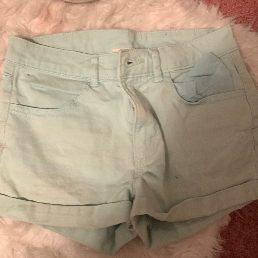 light blue shorts